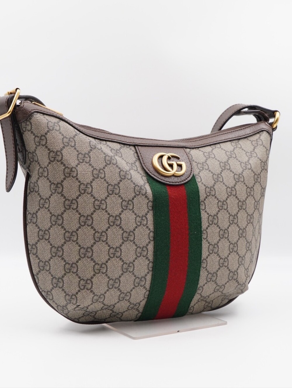 CI32 ❤️ Gucci GG Supreme Monogram Small Ophidia Half Moon Hobo - Picture 6 of 13